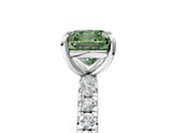 Platinum Fancy Green Cushion Cut Diamond Pavé Solitaire Ring with Round Band and Prong Setting_11