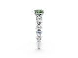 Platinum Fancy Green Cushion Cut Diamond Side Stone Engagement Ring with Four-Prong Setting_14