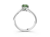 Platinum Fancy Green Cushion Cut Diamond Solitaire Engagement Ring with Classic Band and Four-Prong Setting_15
