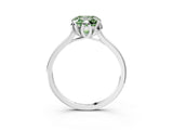 Platinum Fancy Green Cushion Cut Diamond Solitaire Ring with Flower Prong Setting and Classic Band_3