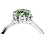 Platinum Fancy Green Cushion Cut Diamond Solitaire Ring with Flower Prong Setting and Classic Band_4