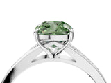 Platinum Fancy Green Cushion Cut Diamond Solitaire Ring with Pavé Band and Prong Setting_16