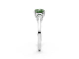 Platinum Fancy Green Cushion Cut Diamond Three-Stone Engagement Ring with Prong Setting and Pavé Band_14