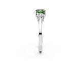Platinum Fancy Green Cushion Cut Diamond Three-Stone Engagement Ring with Prong Setting and Pavé Band_38