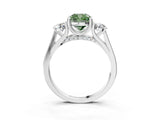 Platinum Fancy Green Cushion Cut Diamond Three-Stone Engagement Ring with Prong Setting and Pavé Band_39