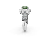 Platinum Fancy Green Cushion Cut Halo Diamond Engagement Ring with Pave Split Shank and Four-Prong Setting_14