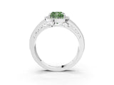 Platinum Fancy Green Cushion Cut Halo Diamond Split Shank Ring with Prong Setting_15