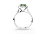 Platinum Fancy Green Cushion  Cut Halo Solitaire Engagement Ring with Square Band and Four-Prong Setting_27