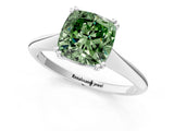 Platinum Fancy Green Cushion Cut Solitaire Diamond Ring with Six-Prong Setting and Classic Band_40