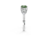 Platinum Fancy Green Cushion Cut Solitaire Split Shank Pave Diamond Engagement Ring with Four-Prong Setting_62