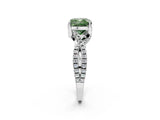 Platinum Fancy Green Cushion Cut Solitaire Twist Pave Diamond Engagement Ring with Prong Setting_44