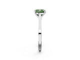 Platinum Fancy Green Cushion  Solitaire Diamond Ring with Four-Prong Setting and Tapered Band 3