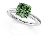 Platinum Fancy Green Cushion  Solitaire Diamond Ring with Split Shank and Four-Prong Setting_13