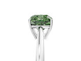 Platinum Fancy Green Cushion  Solitaire Diamond Ring with Split Shank and Four-Prong Setting_17