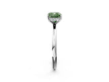 Platinum Fancy Green Cushion  Solitaire Diamond Ring with a Classic Band and Four-Prong Setting 3