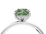 Platinum Fancy Green Cushion  Solitaire Diamond Ring with a Classic Band and Four-Prong Setting 5