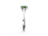 Platinum Fancy Green Cushion  Solitaire Engagement Ring with Six-Prong Setting and Classic Band 2