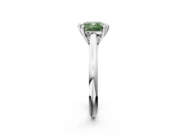 Platinum Cushion Cut Cathedral Engagement Ring Setting for Fancy Green Center