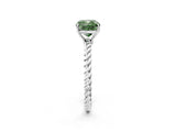 Platinum Fancy Green Cushion  Solitaire Twist Band Ring with Four-Prong Setting_2
