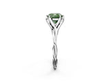 Platinum Fancy Green Cushion  Solitaire Twist Band Six-Prong Setting 3