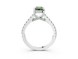 Platinum Fancy Green Emerald  Brilliant Diamond Solitaire with Pavé Band and Four-Prong Setting 3