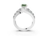 Platinum Fancy Green Emerald  Brilliant Solitaire with Side Stones on a Pave Band and Four-Prong Setting_15