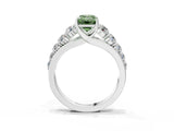 Platinum Fancy Green Emerald Cut Brilliant Diamond Pavé Band with Six-Prong Setting_27