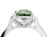 Platinum Fancy Green Emerald Cut Brilliant Solitaire Diamond Ring with Channel Set Band and Bar Prong Setting_82