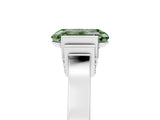Platinum Fancy Green Emerald Cut Brilliant Solitaire Diamond Ring with Channel Set Band and Bar Prong Setting_83