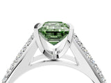 Platinum Fancy Green Emerald Cut Cut Diamond Channel Set Pave Band with Tension Prong Setting_10