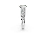 Platinum Fancy Green Emerald Cut Cut Diamond Channel Set Pave Band with Tension Prong Setting_8