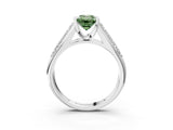 Platinum Fancy Green Emerald Cut Cut Diamond Channel Set Pave Band with Tension Prong Setting_9