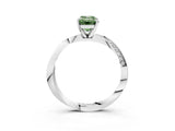 Platinum Fancy Green Emerald Cut Diamond Engagement Ring with Side Stone Accents and Four-Prong Setting_15