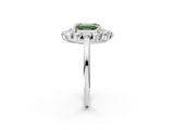 Platinum Fancy Green Emerald Cut Diamond Floral Double Halo Engagement Ring with Prong Setting_33