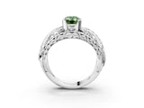 Platinum Fancy Green Emerald Cut Diamond Pave Art Deco Split Shank Ring with Four-Prong Setting_9
