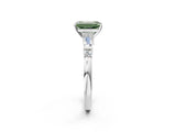 Platinum Fancy Green Emerald  Cut Diamond Ring with Baguette Side Stones, Channel Set Band, and Four-Prong Setting_26