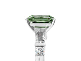 Platinum Fancy Green Emerald  Cut Diamond Ring with Baguette Side Stones, Channel Set Band, and Four-Prong Setting_29