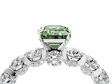 Platinum Fancy Green Emerald Cut Diamond Side Stone Engagement Ring with Four-Prong Setting_16