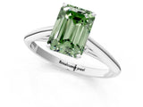 Platinum Fancy Green Emerald Cut Diamond Solitaire Engagement Ring with Cathedral Setting and Four-Prong Mount_1