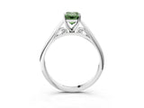 Platinum Fancy Green Emerald Cut Diamond Solitaire Engagement Ring with Cathedral Setting and Four-Prong Mount_3