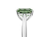 Platinum Fancy Green Emerald Cut Diamond Solitaire Engagement Ring with Cathedral Setting and Four-Prong Mount_5