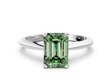 Platinum Fancy Green Emerald Cut Diamond Solitaire Engagement Ring with Classic Band and Four-Prong Setting_12