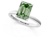 Platinum Fancy Green Emerald Cut Diamond Solitaire Ring with Classic Band and Four-Prong Setting_13