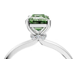 Platinum Fancy Green Emerald Cut Diamond Solitaire Ring with Classic Band and Four-Prong Setting_16