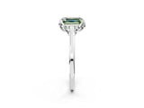 Platinum Fancy Green Emerald Cut Diamond Solitaire Ring with Flower Prong Setting and Classic Band_15