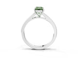 Platinum Fancy Green Emerald Cut Diamond Solitaire Ring with Pavé Band and Prong Setting_15