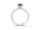 Platinum Fancy Green Emerald Cut Diamond Solitaire Ring with Round  Pavé Band and Four-Prong Setting_39
