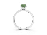 Platinum Fancy Green Emerald Cut Diamond Solitaire Ring with Thin Band and Prong Setting_3