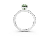 Platinum Fancy Green Emerald  Cut Diamond Solitaire with Pave Band and Four-Prong Setting 3