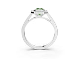 Platinum Fancy Green Emerald Cut Halo Bezel Diamond Pave Band Ring_9